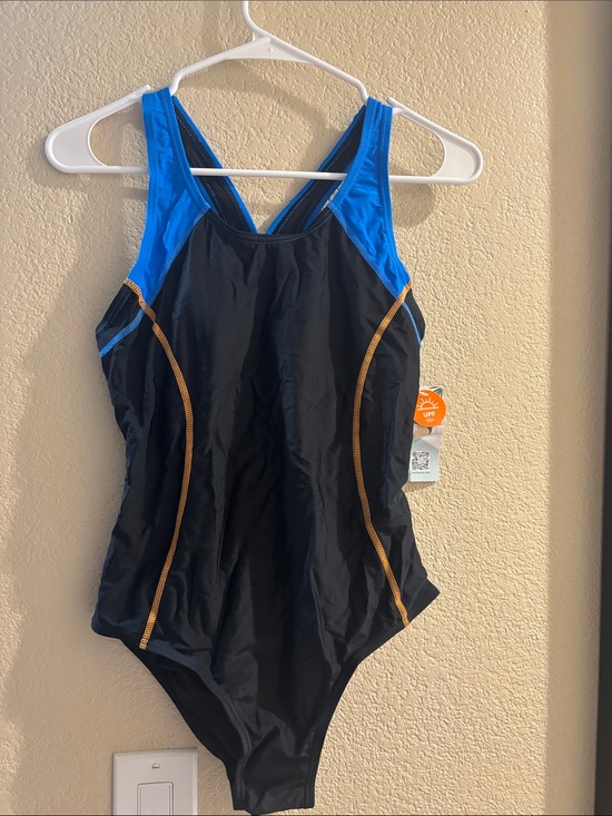 Other - Black One-Piece Swimsuit with Blue Accents